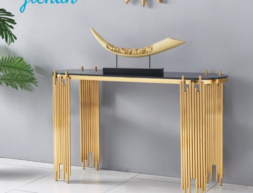 black glass console table