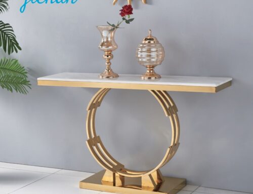 White marble console table