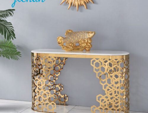 Gold stainless steel entryway table