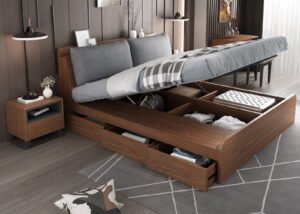 MDF Platform Bed Frame with Wooden Slats