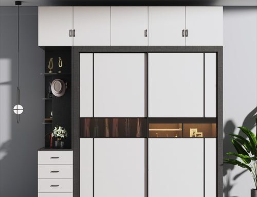 2 Door Sliding Wardrobe with top cabinet
