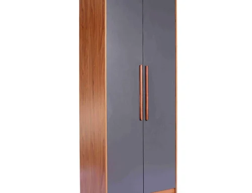 walnut and brown 2 door wardrobe